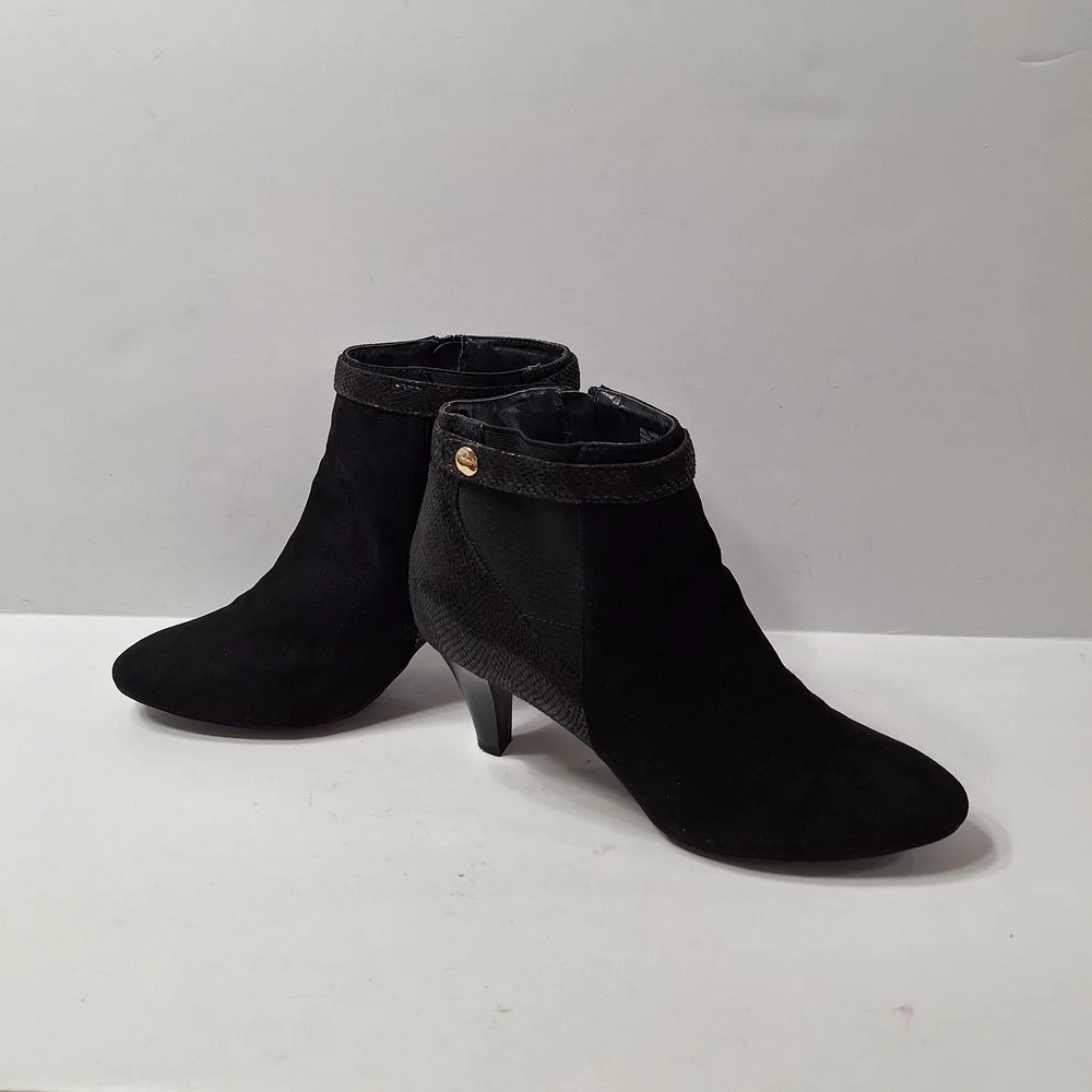 Karen Scott Black Classic Academia Faux Suede Kitten Heel Ankle Boots Size 8.5
